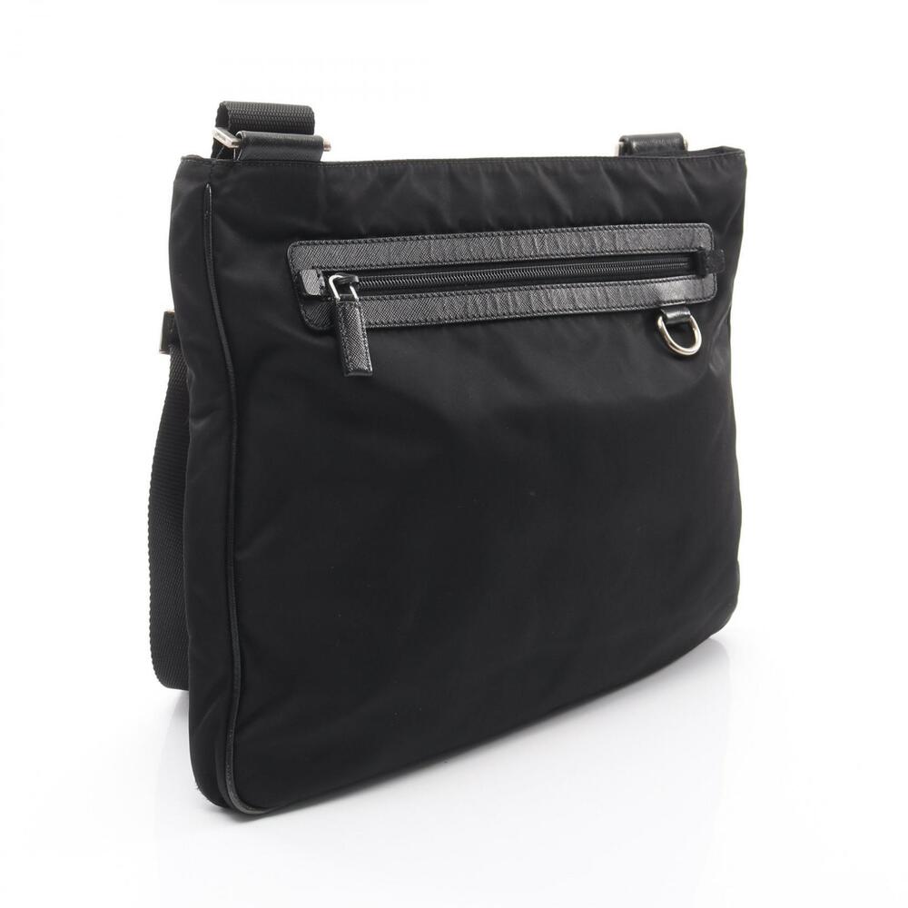 Prada bag nylon TESSUTOSAFFI leather black Saffiano shoulder